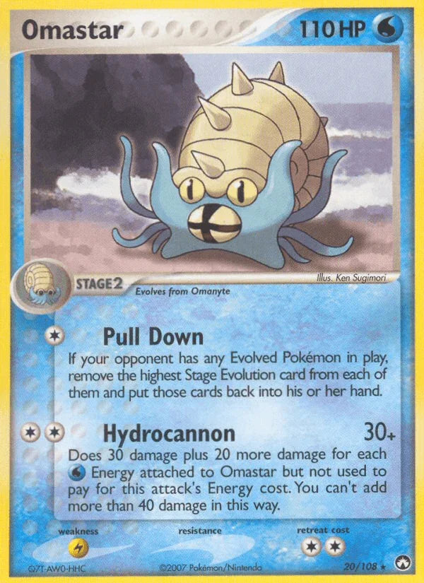 20, EX: Power Keepers, Lightning[×2], Normal, Rare, Water Omastar (20/108) [EX: Power Keepers] - Trading Card World