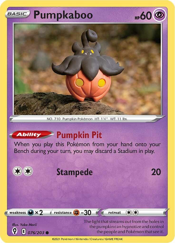 076, Common, Darkness [x2], Fighting [-30], Normal, Psychic, Reverse Holofoil, Sword & Shield: Evolving Skies Pumpkaboo (076/203) [Sword & Shield: Evolving Skies] - Trading Card World