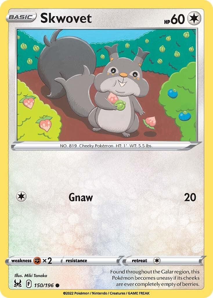 150, Colorless, Common, Fighting [x2], Normal, Reverse Holofoil, Sword & Shield: Lost Origin Skwovet (150/196) [Sword & Shield: Lost Origin] - Trading Card World