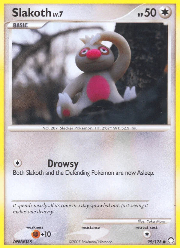 99, Colorless, Common, Diamond & Pearl: Mysterious Treasures, Fighting[+10], Normal, Reverse Holofoil Slakoth (99/123) [Diamond & Pearl: Mysterious Treasures] - Trading Card World