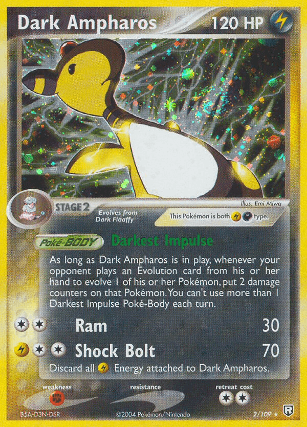Darkness, EX: Team Rocket Returns, Fighting[×2], Holo Rare, Holofoil, Lightning Dark Ampharos (2/109) [EX: Team Rocket Returns] - Trading Card World