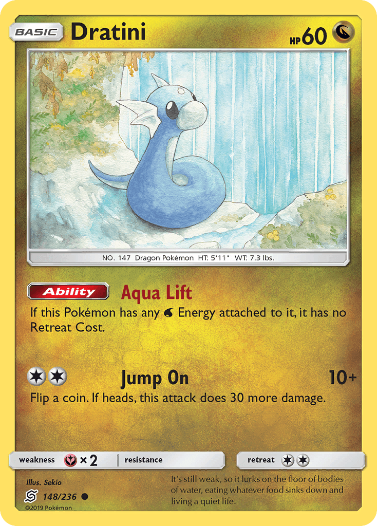 148, Common, Dragon, Fairy[×2], Normal, Reverse Holofoil, Sun & Moon: Unified Minds Dratini (148/236) [Sun & Moon: Unified Minds] - Trading Card World
