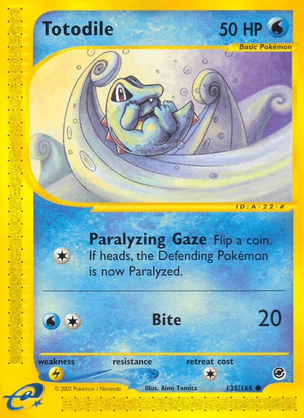 135, Common, Expedition: Base Set, Lightning[×2], Normal, Reverse Holofoil, Water Totodile (135/165) [Expedition: Base Set] - Trading Card World