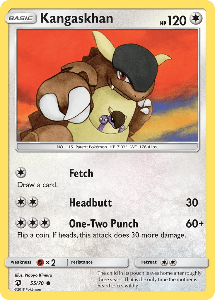 55, Colorless, Common, Fighting[×2], Normal, Reverse Holofoil, Sun & Moon: Dragon Majesty Kangaskhan (55/70) [Sun & Moon: Dragon Majesty] - Trading Card World