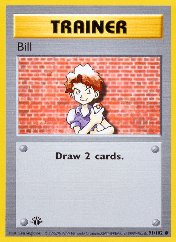 1st Edition Normal, 91, Base Set 1st Edition, Common, Trainer Bill (91/102) (Shadowless) [Base Set 1st Edition] - Trading Card World