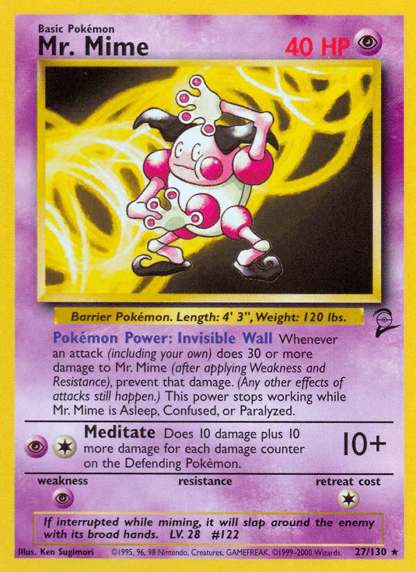 27, Base Set 2, Normal, Psychic, Psychic[×2], Rare Mr. Mime (27/130) [Base Set 2] - Trading Card World