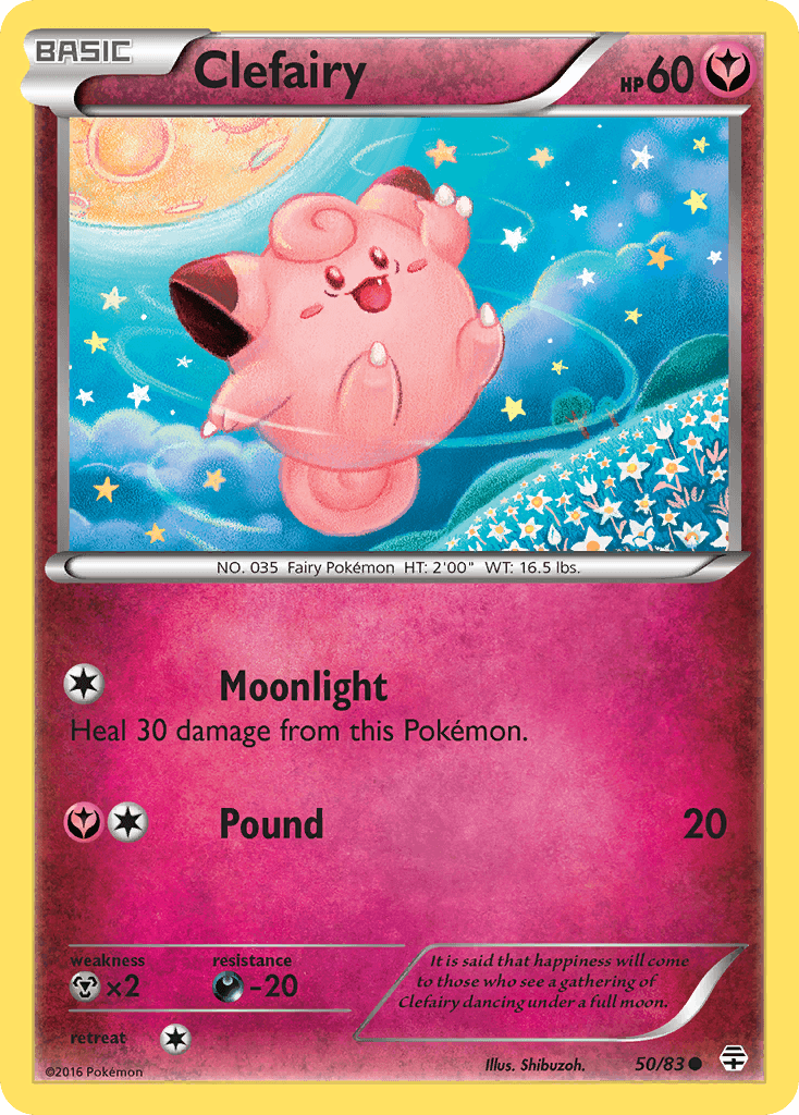 50, Common, Darkness[-20], Fairy, Metal[×2], Normal, Reverse Holofoil, XY: Generations Clefairy (50/83) [XY: Generations] - Trading Card World
