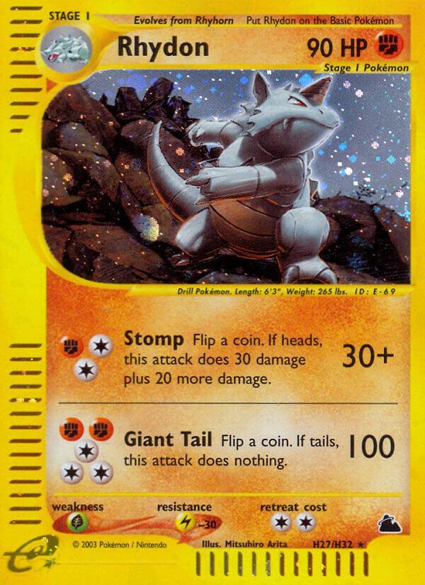 Fighting, Grass[×2], H27, Holo Rare, Holofoil, Lightning[-30], Skyridge Rhydon (H27/H32) [Skyridge] - Trading Card World