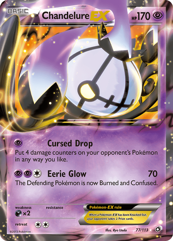77, Black & White: Legendary Treasures, Darkness[×2], Holofoil, Psychic, Ultra Rare Chandelure EX (77/113) [Black & White: Legendary Treasures] - Trading Card World