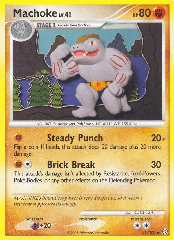41, Diamond & Pearl: Stormfront, Fighting, Normal, Psychic[+20], Reverse Holofoil, Uncommon Machoke (41/100) [Diamond & Pearl: Stormfront] - Trading Card World
