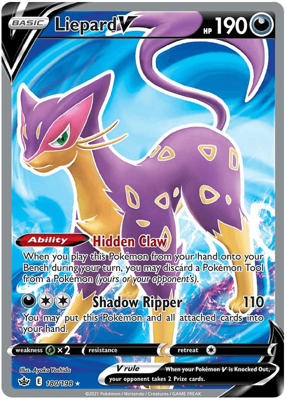 180, Darkness, Grass [x2], Holofoil, Sword & Shield: Chilling Reign, Ultra Rare Liepard V (180/198) [Sword & Shield: Chilling Reign] - Trading Card World