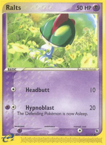 67, Common, EX: Ruby & Sapphire, Normal, Psychic, Psychic[×2], Reverse Holofoil Ralts (67/109) [EX: Ruby & Sapphire] - Trading Card World