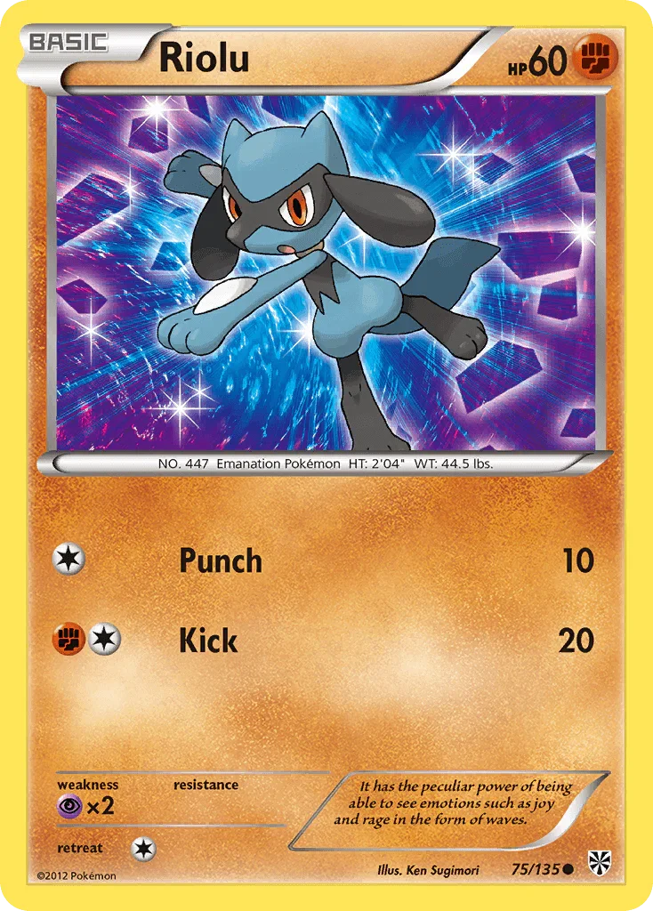 75, Black & White: Plasma Storm, Common, Fighting, Normal, Psychic[×2], Reverse Holofoil Riolu (75/135) [Black & White: Plasma Storm] - Trading Card World