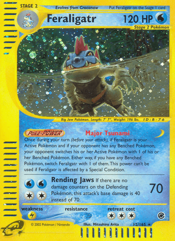 12, Expedition: Base Set, Holo Rare, Holofoil, Lightning[×2], Reverse Holofoil, Water Feraligatr (12/165) [Expedition: Base Set] - Trading Card World