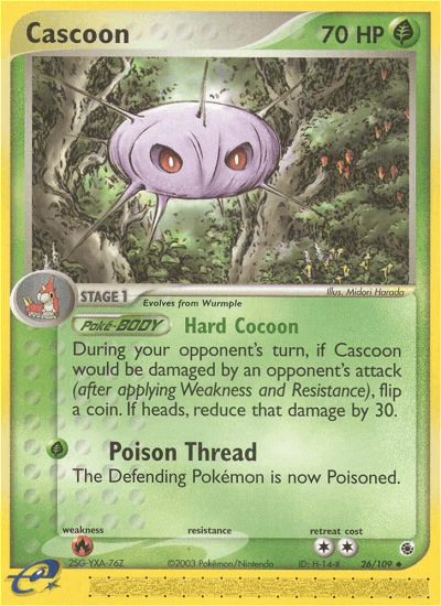 26, EX: Ruby & Sapphire, Fire[×2], Grass, Normal, Reverse Holofoil, Uncommon Cascoon (26/109) [EX: Ruby & Sapphire] - Trading Card World