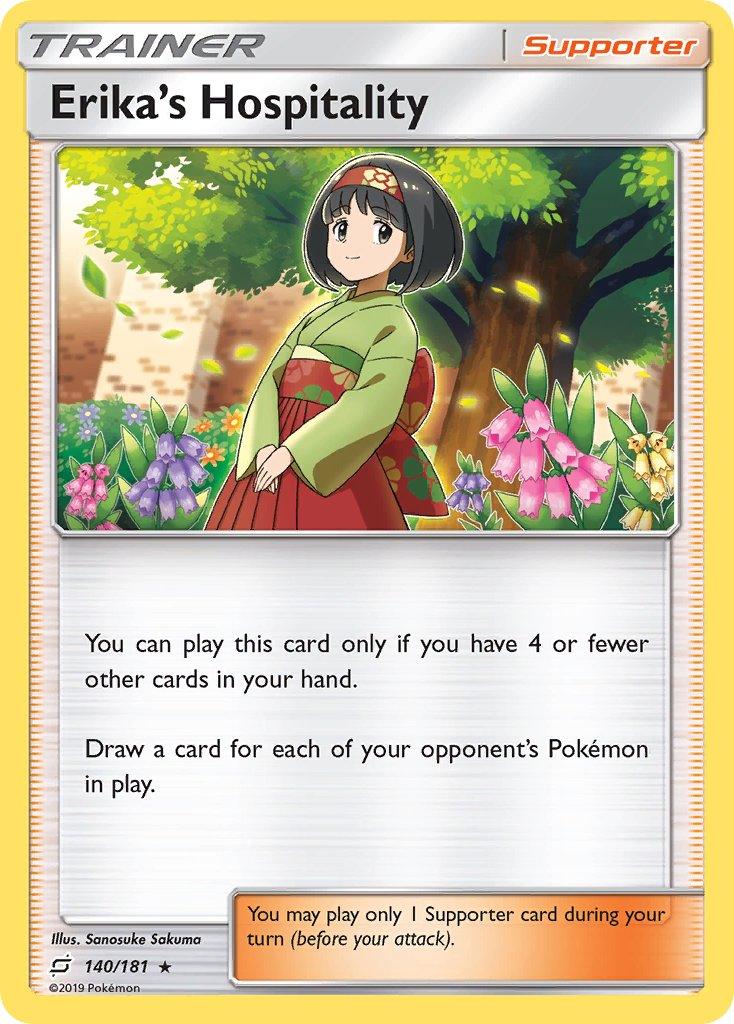 140, Normal, Rare, Sun & Moon: Team Up, Supporter Erika's Hospitality (140/181) (Theme Deck Exclusive) [Sun & Moon: Team Up] - Trading Card World