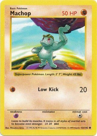 52, Base Set Shadowless Unlimited, Common, Fighting, Normal, Psychic[×2] Machop (52/102) [Base Set Shadowless Unlimited] - Trading Card World