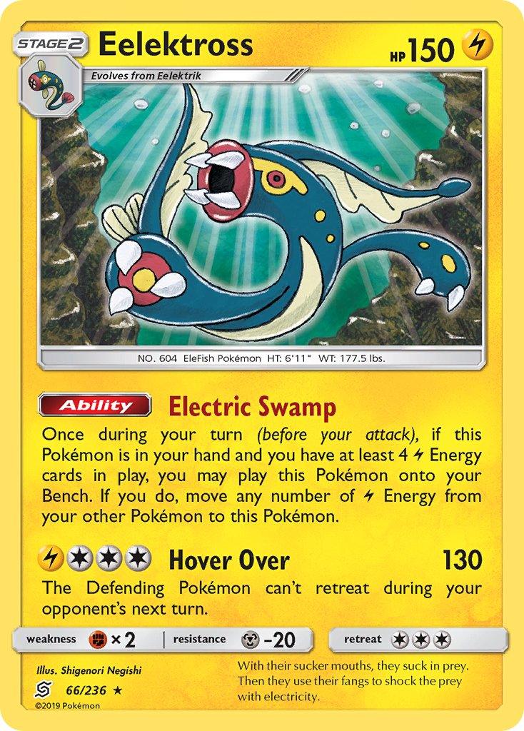 66, Fighting[×2], Lightning, Metal[-20], Normal, Rare, Sun & Moon: Unified Minds Eelektross (66/236) (Theme Deck Exclusive) [Sun & Moon: Unified Minds] - Trading Card World