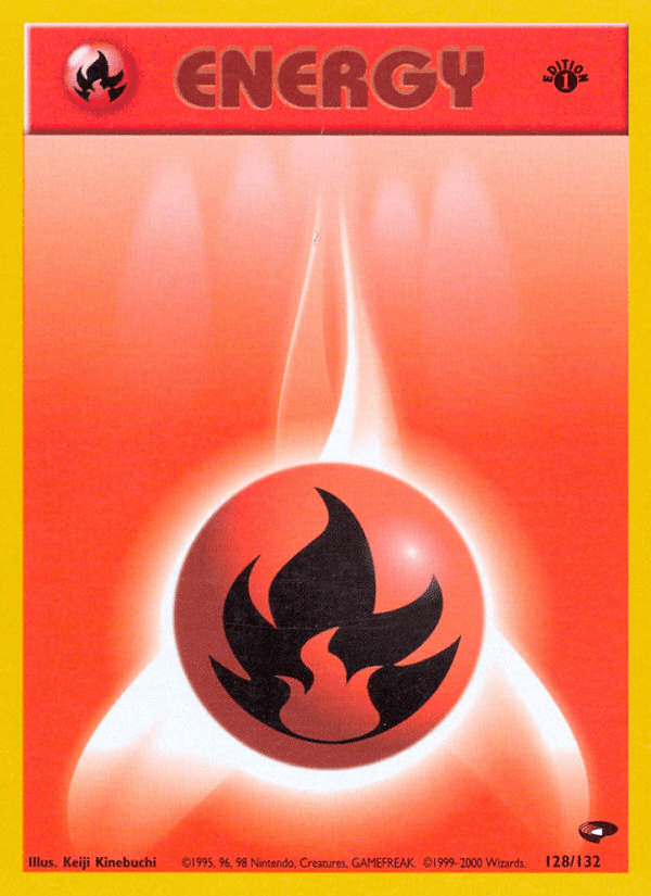 128, 1st Edition Normal, Common, Fire, Gym Challenge 1st Edition Fire Energy (128/132) [Gym Challenge 1st Edition] - Trading Card World
