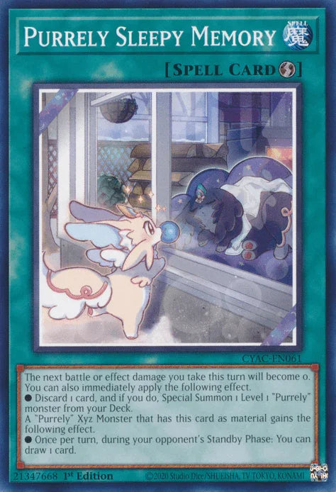 1st Edition, Common, Cyberstorm Access, Quick-Play Spell, Spell Purrely Sleepy Memory [CYAC-EN061] Common - Trading Card World