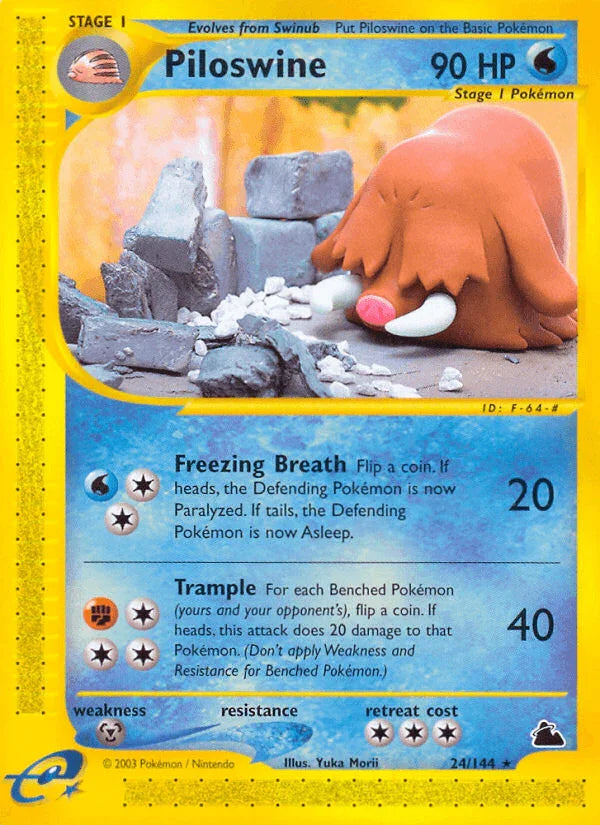 24, Metal[×2], Normal, Rare, Reverse Holofoil, Skyridge, Water Piloswine (24/144) [Skyridge] - Trading Card World