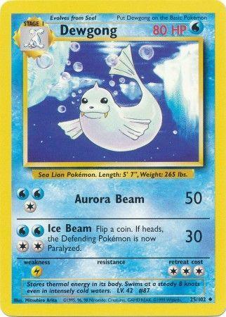 25, Base Set Unlimited, Lightning[×2], Normal, Uncommon, Water Dewgong (25/102) [Base Set Unlimited] - Trading Card World
