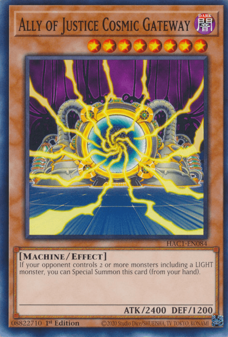 1st Edition, Common, Dark, Effect Monster, Hidden Arsenal: Chapter 1, Machine Ally of Justice Cosmic Gateway [HAC1-EN084] Common - Trading Card World