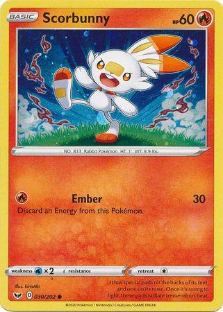 030, Common, Fire, Holofoil, Sword & Shield: Base Set, Water[×2] Scorbunny (030/202) (Cosmos Holo) [Sword & Shield: Base Set] - Trading Card World