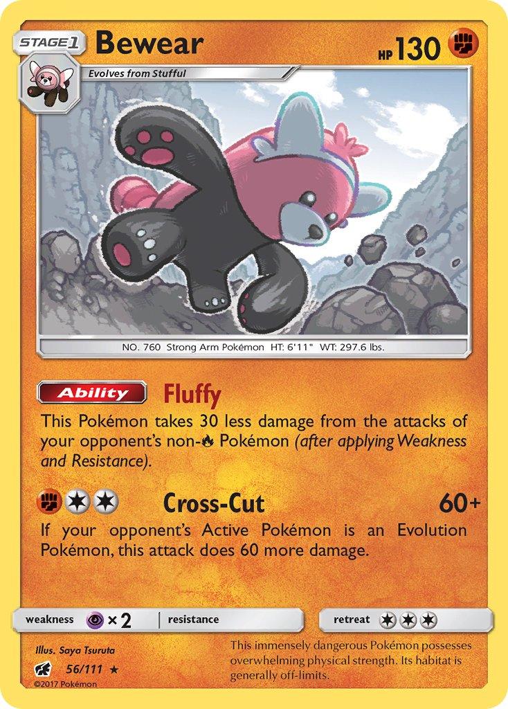 56, Fighting, Normal, Psychic[×2], Rare, Sun & Moon: Crimson Invasion Bewear (56/111) (Prerelease Kit Exclusive) (Theme Deck Exclusive) [Sun & Moon: Crimson Invasion] - Trading Card World