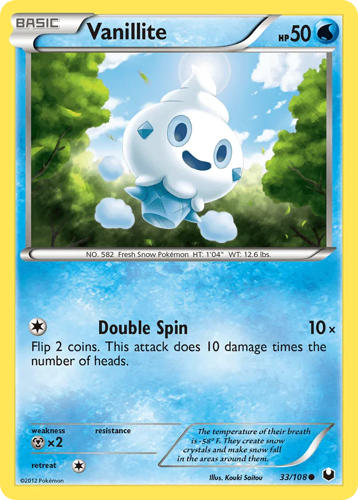 33, Black & White: Dark Explorers, Common, Metal[×2], Normal, Reverse Holofoil, Water Vanillite (33/108) [Black & White: Dark Explorers] - Trading Card World