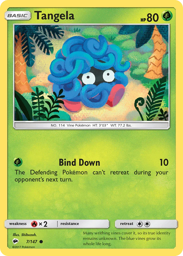 Common, Fire[×2], Grass, Normal, Reverse Holofoil, Sun & Moon: Burning Shadows Tangela (7/147) [Sun & Moon: Burning Shadows] - Trading Card World