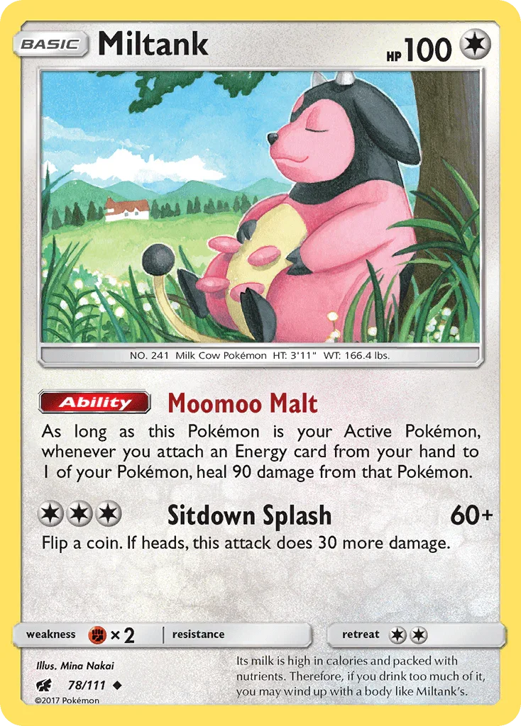 78, Colorless, Fighting[×2], Normal, Reverse Holofoil, Sun & Moon: Crimson Invasion, Uncommon Miltank (78/111) [Sun & Moon: Crimson Invasion] - Trading Card World