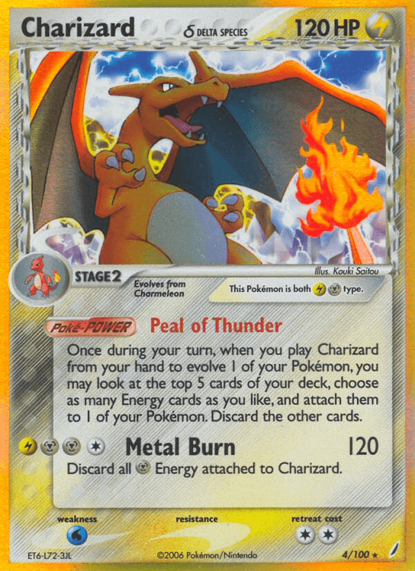 EX: Crystal Guardians, Holo Rare, Holofoil, Lightning, Metal, Water[×2] Charizard (4/100) (Delta Species) [EX: Crystal Guardians] - Trading Card World