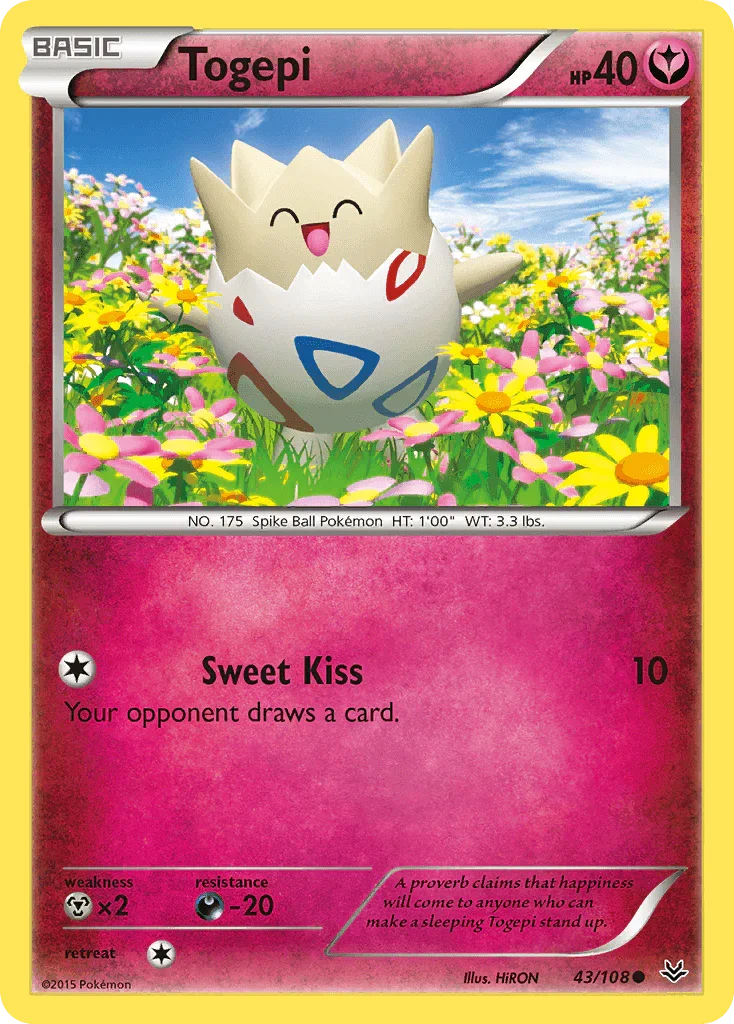 43, Common, Darkness[-20], Fairy, Metal[×2], Normal, Reverse Holofoil, XY: Roaring Skies Togepi (43/108) [XY: Roaring Skies] - Trading Card World