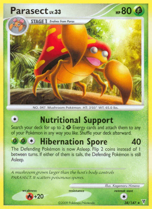 38, Fire[+20], Grass, Normal, Platinum: Supreme Victors, Rare, Reverse Holofoil Parasect (38/147) [Platinum: Supreme Victors] - Trading Card World