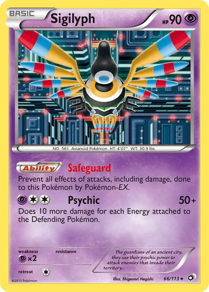 66, Black & White: Legendary Treasures, Holo Rare, Holofoil, Psychic, Psychic[×2], Reverse Holofoil Sigilyph (66/113) [Black & White: Legendary Treasures] - Trading Card World