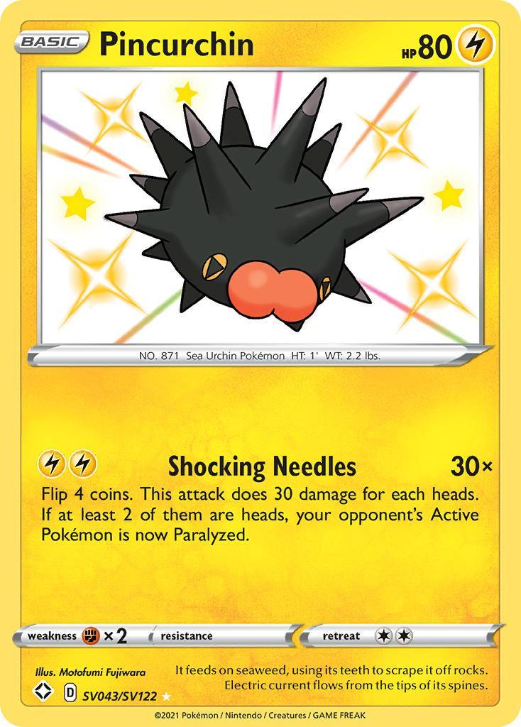 Fighting[×2], Holofoil, Lightning, SV043, Sword & Shield: Shining Fates, Ultra Rare Pincurchin (SV043/SV122) [Sword & Shield: Shining Fates] - Trading Card World