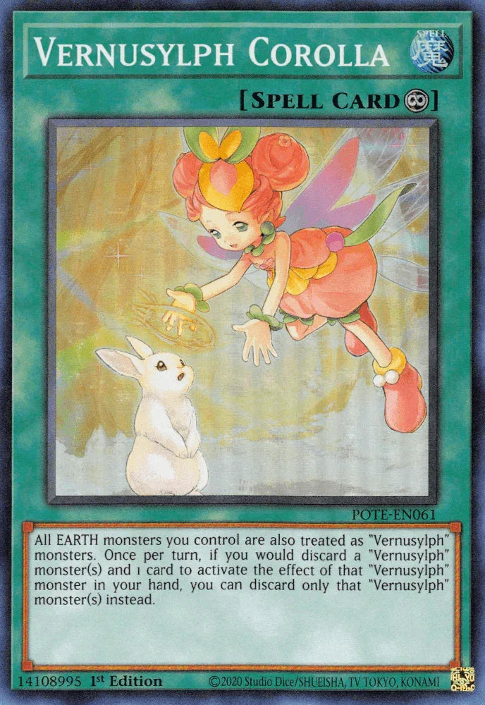 1st Edition, Continuous Spell, Power of the Elements, Spell, Super Rare, Unlimited Vernusylph Corolla [POTE-EN061] Super Rare - Trading Card World
