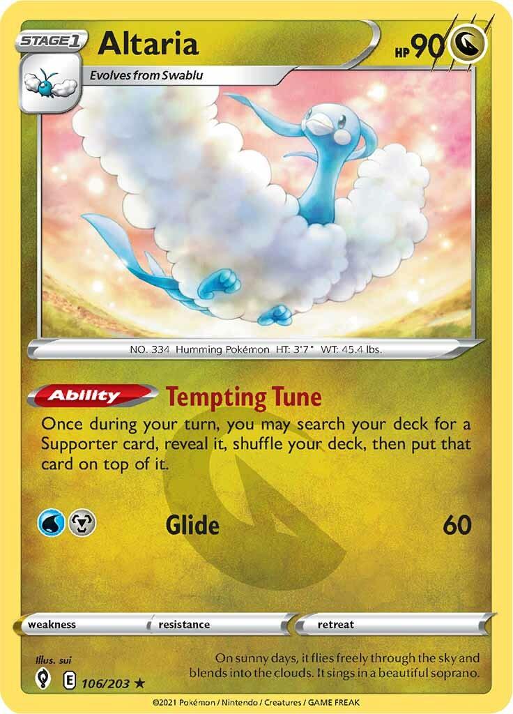 106, Dragon, Normal, Rare, Reverse Holofoil, Sword & Shield: Evolving Skies Altaria (106/203) [Sword & Shield: Evolving Skies] - Trading Card World