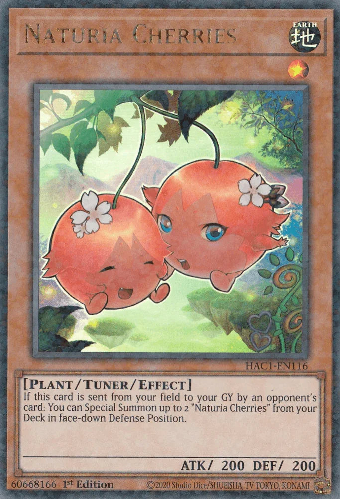 1st Edition, Earth, Hidden Arsenal: Chapter 1, Parallel Rare, Plant, Tuner/Effect Monster Naturia Cherries (Duel Terminal) [HAC1-EN116] Parallel Rare - Trading Card World
