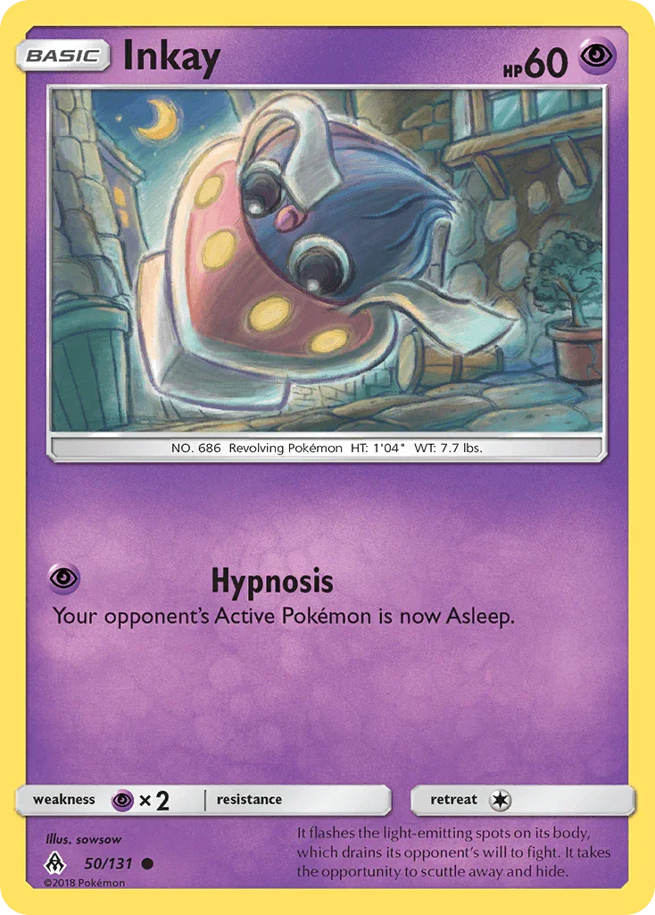 50, Common, Normal, Psychic, Psychic[×2], Reverse Holofoil, Sun & Moon: Forbidden Light Inkay (50/131) [Sun & Moon: Forbidden Light] - Trading Card World