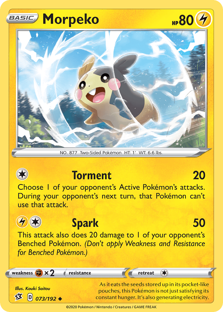 073, Fighting[×2], Holofoil, Lightning, Normal, Reverse Holofoil, Sword & Shield: Rebel Clash, Uncommon Morpeko (073/192) [Sword & Shield: Rebel Clash] - Trading Card World