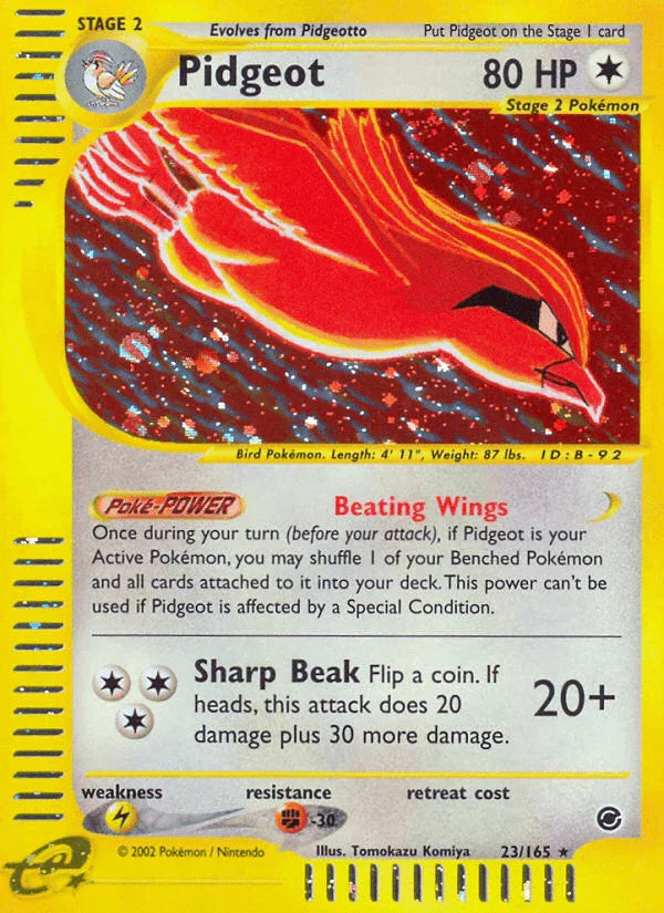 23, Colorless, Expedition: Base Set, Fighting[-30], Holo Rare, Holofoil, Lightning[×2], Reverse Holofoil Pidgeot (23/165) [Expedition: Base Set] - Trading Card World