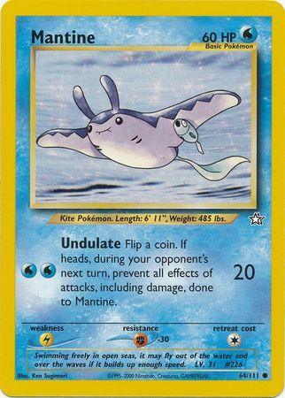 64, Common, Fighting[-30], Lightning[×2], Neo Genesis Unlimited, Normal, Water Mantine (64/111) [Neo Genesis Unlimited] - Trading Card World