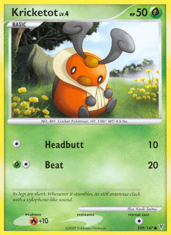 109, Common, Fire[+10], Grass, Normal, Platinum: Supreme Victors, Reverse Holofoil Kricketot (109/147) [Platinum: Supreme Victors] - Trading Card World