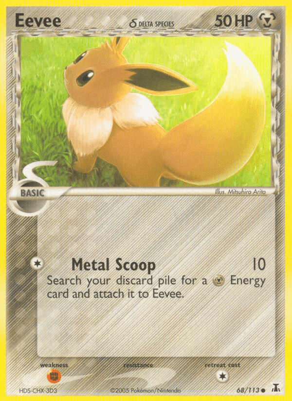 68, Common, EX: Delta Species, Fighting[×2], Metal, Normal Eevee (68/113) (Delta Species) [EX: Delta Species] - Trading Card World