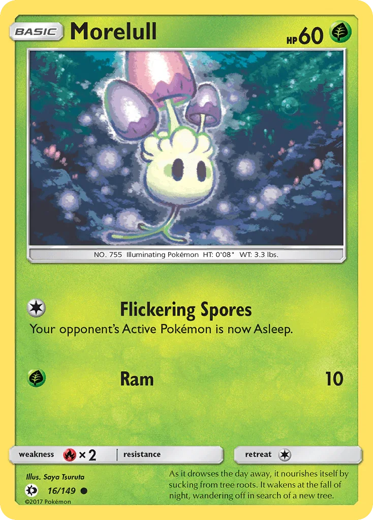 16, Common, Fire[×2], Grass, Normal, Reverse Holofoil, Sun & Moon: Base Set Morelull (16/149) [Sun & Moon: Base Set] - Trading Card World
