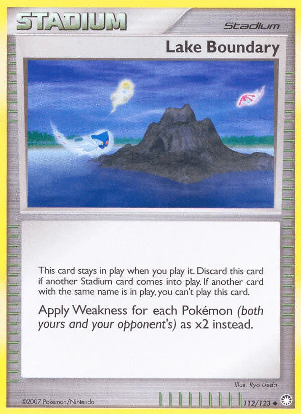 112, Diamond & Pearl: Mysterious Treasures, Normal, Reverse Holofoil, Stadium, Uncommon Lake Boundary (112/123) [Diamond & Pearl: Mysterious Treasures] - Trading Card World