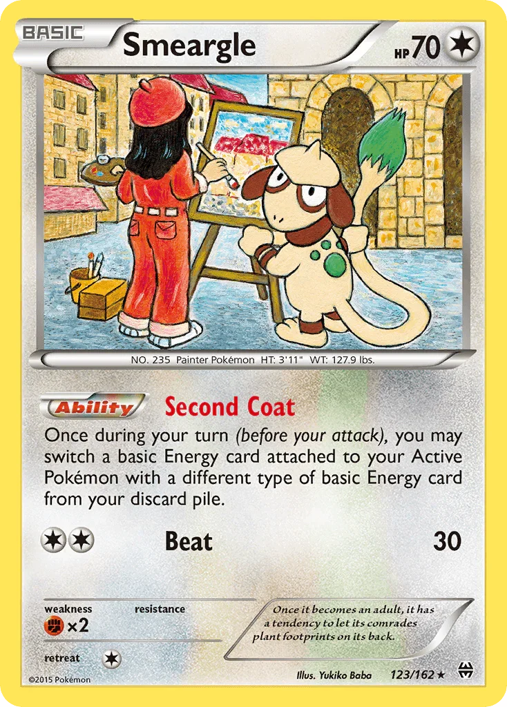 123, Colorless, Fighting[×2], Normal, Rare, Reverse Holofoil, XY: BREAKthrough Smeargle (123/162) [XY: BREAKthrough] - Trading Card World