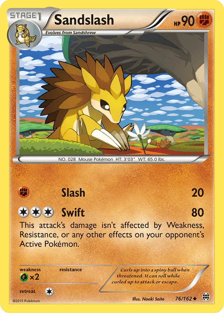 76, Fighting, Grass[×2], Normal, Reverse Holofoil, Uncommon, XY: BREAKthrough Sandslash (76/162) [XY: BREAKthrough] - Trading Card World